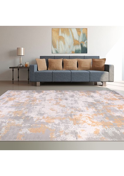 Çam Halı Crea Plus Galaxy Blossom 13408 Gri Taba Eskitme Desenli Makine Halısı