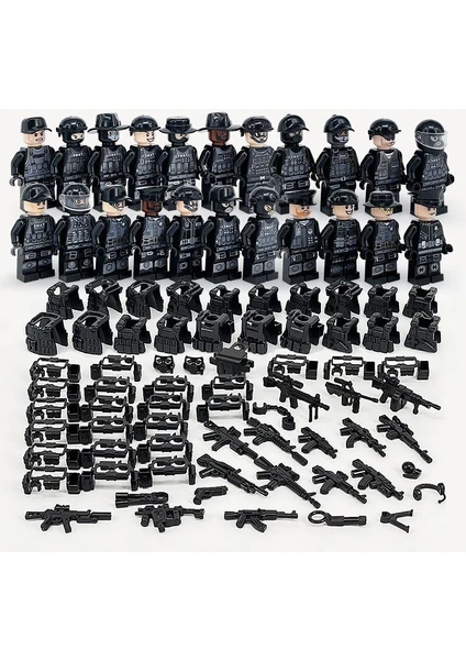 24 Adet Askeri Polis Suit Siyah Swat Meclisi Minifigure Oyuncaklar (Yurt Dışından)