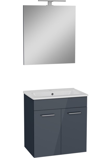 Ardea 67072 Banyo Dolabı Seti Kapaklı 60 cm Parlak Antrasit