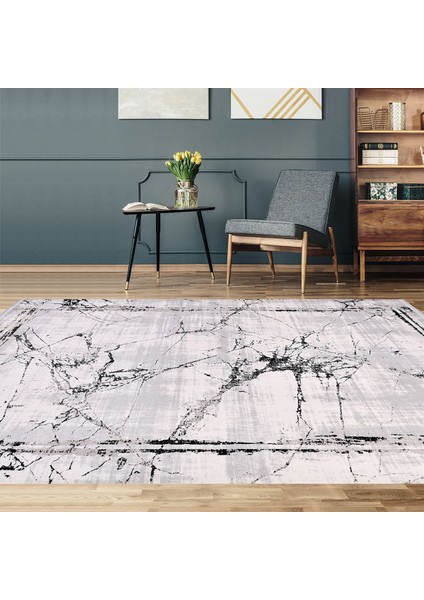 Çam Halı Crea Plus Stone Roxanne 17103 Gri Siyah Modern Desenli Makine Halısı