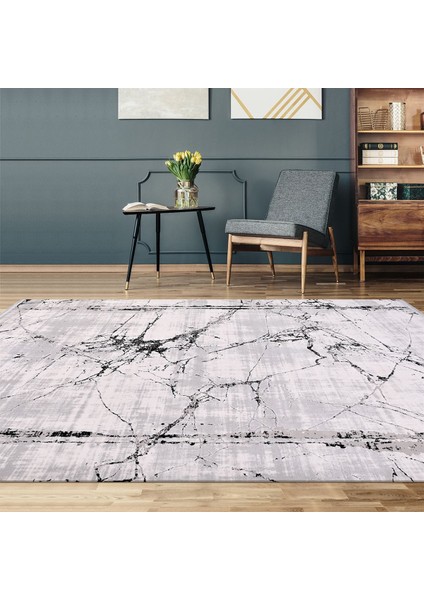 Çam Halı Crea Plus Stone Roxanne 17103 Gri Siyah Modern Desenli Makine Halısı
