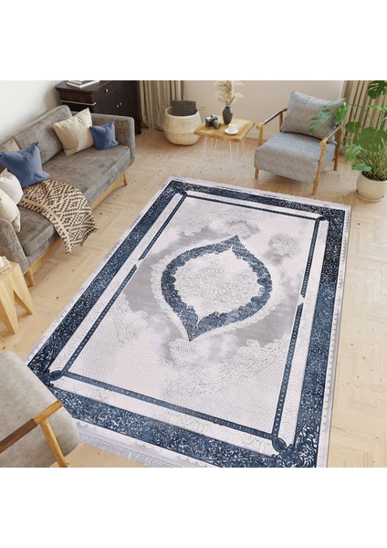 Çam Halı Crea Plus Galaxy Blossom 13615 Gri Lacivert Eskitme Klasik Desenli Makine Halısı fiyatları