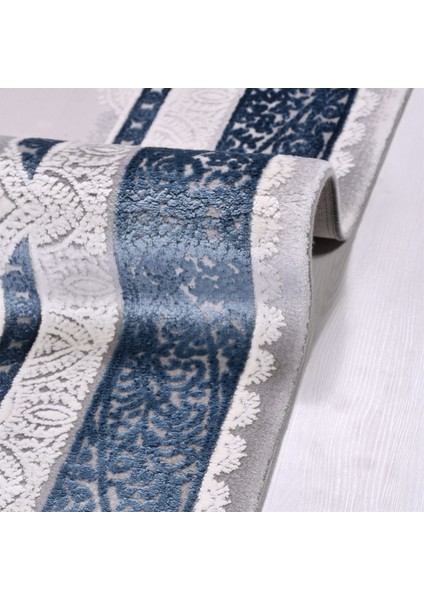 Çam Halı Crea Plus Galaxy Blossom 13615 Gri Lacivert Eskitme Klasik Desenli Makine Halısı modelleri