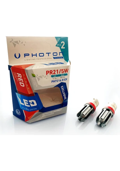 P21/5W Çift Duy Kırmızı LED Stop Oto Ampul PH7216REX