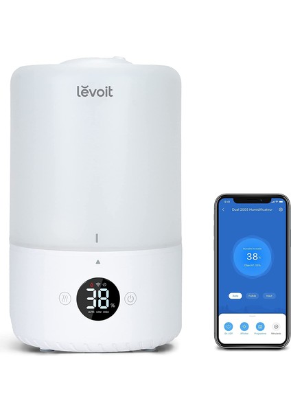 Levoıt Bebekler Için Üstten Doldurma 3l Nemlendirici, Ultrasonik Soğuk Buğu Nemlendirici ve Difüzör, <28DB Sessiz Otomatik Mod, Alexa ve App Ile, Zamanlayıcı, Bpa Free Dual 200S