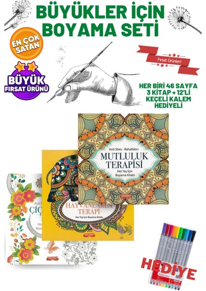 MANDALA TERAPİ KİTAPLARI+KEÇELİ KALEM