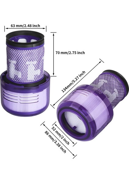 Dyson V12 Slim Için 2 Adet Hepa Filtre - Mor (Yurt Dışından)