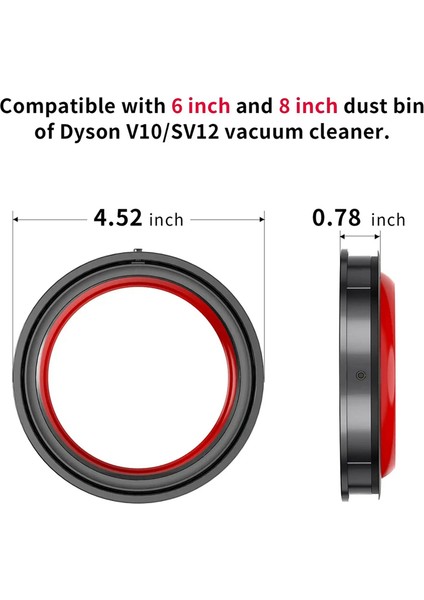 Dyson V10 Için Elektrikli Süpürge Toz Kutusu Üst Sabit Sızdırmazlık Halkası Değiştirme Toz Kovası Eki Temizleyici Yedek Parça (Yurt Dışından)