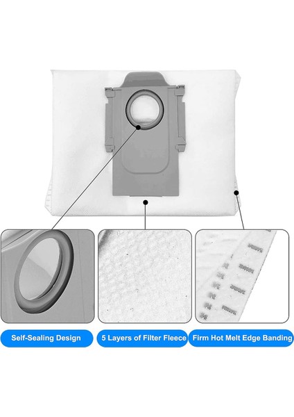 Roborock Q7MAX/Q7 Max Plus/q7 Max+/ S7 Maxv Ultra İçin Yedek Elektrikli Süpürge Toz Torbası - Beyaz (Yurt Dışından)