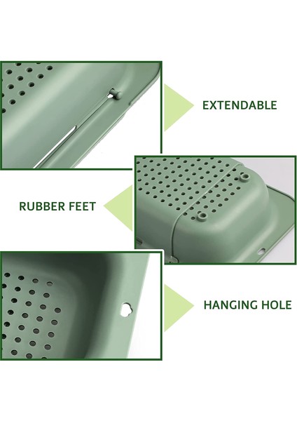 Lavabo Üzerinde Genişletilebilir Kevgir Süzgeç - Yeşil (Yurt Dışından) fırsatları