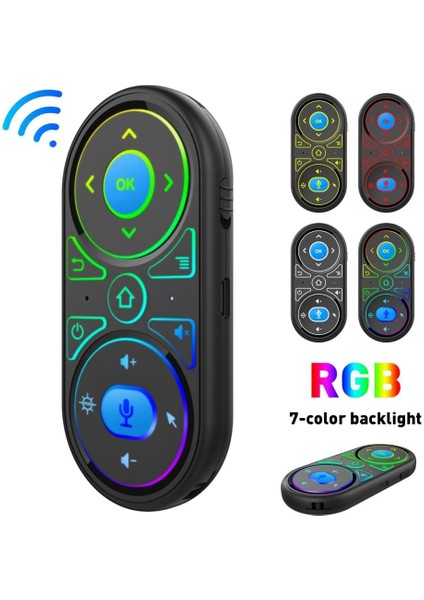Air Mouse Ses Mikrofonu Rgb Arkadan Aydınlatmalı Gyro Uzaktan Kumanda Ir Öğrenme 2.4g Kablosuz Şarj Edilebilir Mini Uzaktan Kumanda