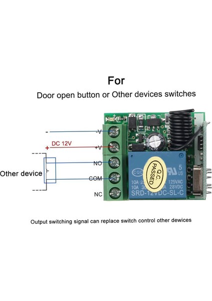 Dc 12V Tek Kanallı Röle Modülü Evrensel Kablosuz Anahtar Rf Röle Alıcı + 2 Ch Uzaktan Kumanda (Yurt Dışından)