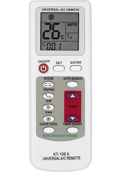 KT-109II Klima Uzaktan Kumanda Evrensel Yedek Klima LCD Ekran Tabanlı Uzaktan Kumanda