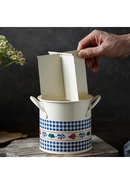 Pastoral Kaşık Çatal Pot Tutucu Sofra Depolama Kova Gereçler Konteyner Depolama Tankı Mutfak Çubuklarını Raf B indirimleri