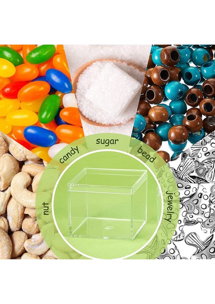 Adet Şeffaf Akrilik Plastik Kare Kare Mücevher Kutusu Mini Kapaklı Saklama Kutusu Mini Kare Konteyner 120ML