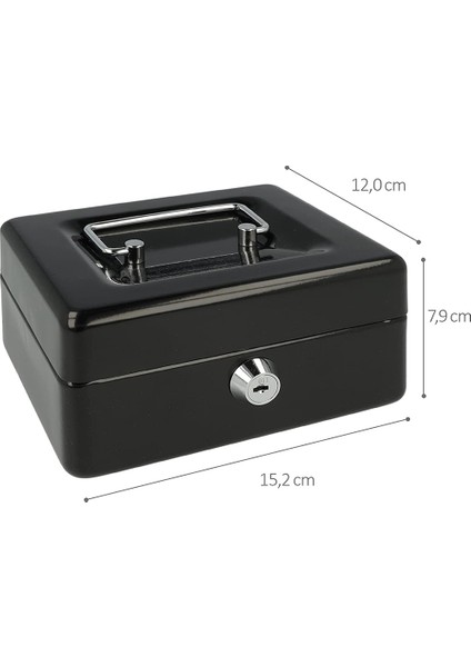Çıkarılabilir Bozuk Para Tepsili Kilitli Metal Para Kasası ve Tuş Kilidi 150X120X8MM