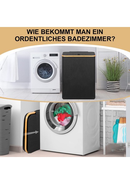 Kapaklı Çamaşır Sepeti, Çıkarılabilir Çamaşır Torbalı Siyah Çamaşır Sepeti - Banyo ve Yatak Odası Için Çamaşır Ayırıcı fırsatları