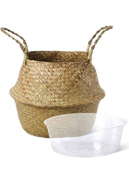 Astarlı Bitki Sepeti, Dokuma Seagrass Göbek Sepetleri, Yapay Ağaç Süslemeleri, Depolama Çamaşır Piknik Bakkal Hasır Çanta