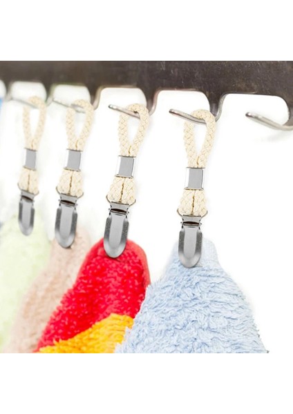 Adet Örgülü Pamuk Döngü Havlu Klipsi Metal Kelepçe ile Çok Amaçlı Bez Askı Ev Banyo Mutfak Ev Depolama Için modelleri