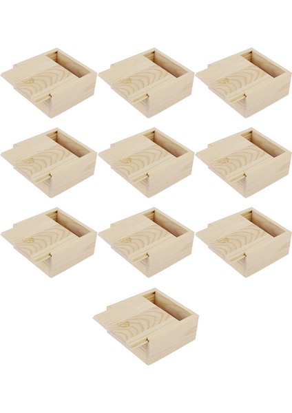 10 Adet 8.5X8.5X4CM El Yapımı Ahşap Kutu Sabun Mücevher Kabı Sürgülü Kapak Kutusu