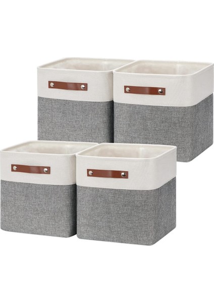 Kumaş Kare Saklama Sepetleri Kovaları Kare Sepetler 11 INCHX11INCH 4'lü Set Raflar Için Katlanabilir Depolama Kare Bin Sepeti