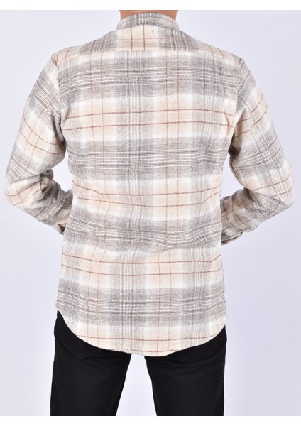 2022-703 Ekose Slimfit Oduncu Spor Gömlek/bej/s modelleri