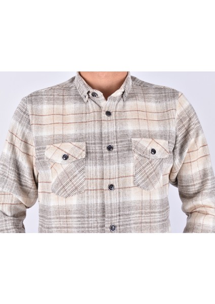 2022-703 Ekose Slimfit Oduncu Spor Gömlek/bej/s fırsatları