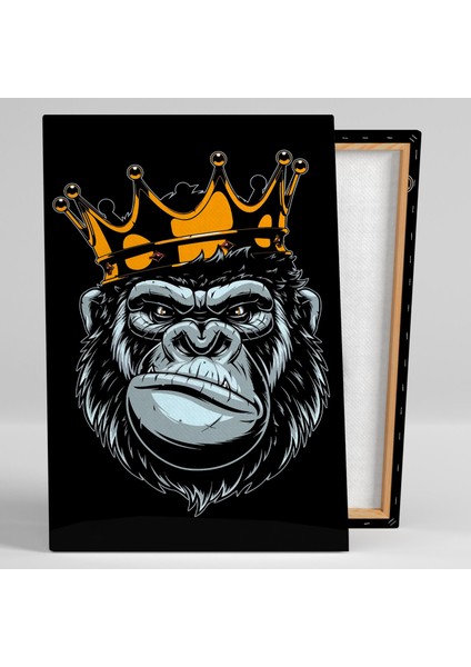 Altın Taçlı Kral Goril Maymun Hayvan Art Dekor Kanvas Tablo fiyatları