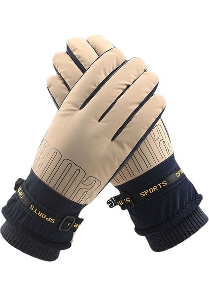 Kayak Erkek Kış Açık Hava Rüzgar Geçirmez Soğuk Artı Kadife Kalınlaşmış Spor Kayak Parmaklı Eldivenler (Yurt Dışından)