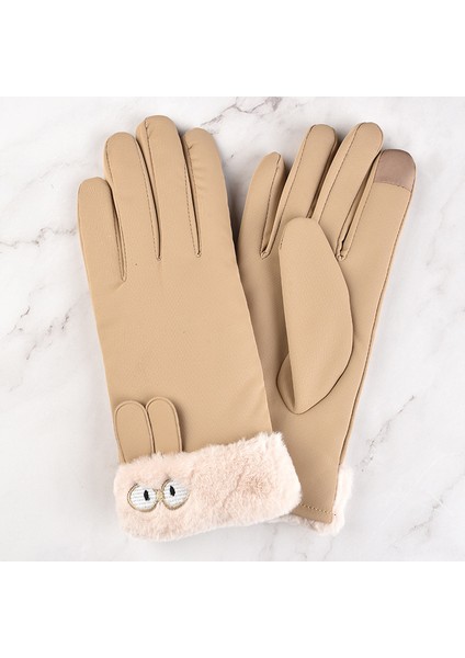 Kış Kadın Artı Kadife Kalın Dokunmatik Ekran Kore Öğrenci Bisiklet Eldiveni (Yurt Dışından)