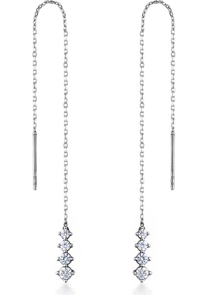 Işıltılı Gümüş Zincir Küpe