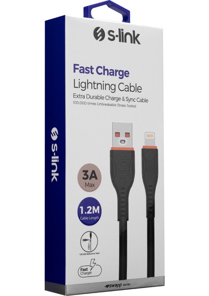 HY-X360 2.4A Lightning Şarj Kablosu Black