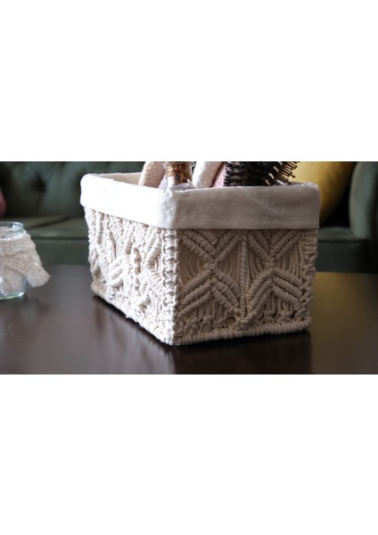 Makrome Sepet - Çok Amaçlı Organizer - Gazete ve Dergilik - Banyo Sepeti indirimleri