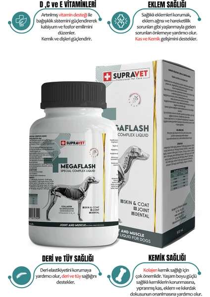 Supra Vet Köpekler Için Eklem ve Kas Geliştirici Likit Megaflash +Xxl 500 ml (Special Complex Liquid)