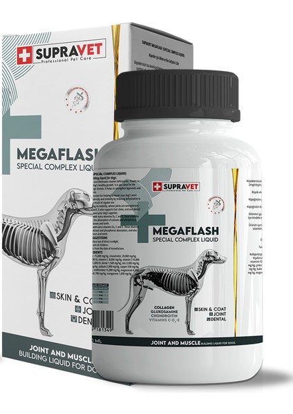 Supra Vet Köpekler Için Eklem ve Kas Geliştirici Likit Megaflash +Xxl 500 ml (Special Complex Liquid)