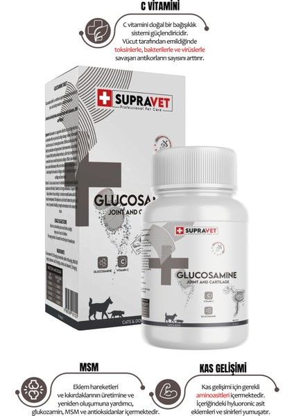 Glucosamine Kedi ve Köpek Sağlığı Glukozamin Tablet + Vitamin C 75 Tablet