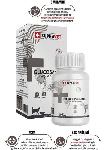 Glucosamine Kedi ve Köpek  Sağlığı Glukozamin Tablet + Vitamin C 75 Tablet