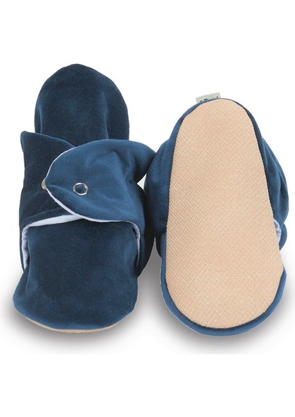 Kadife Kaydırmaz Tabanlı Pamuk Astarlı Çıtçıtlı Lacivert Panduf - F-870 modelleri