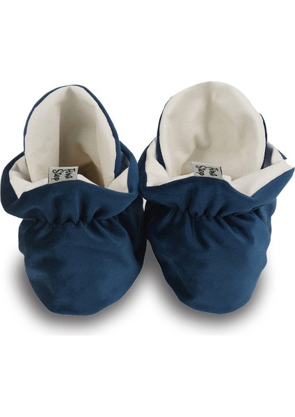 Kadife Kaydırmaz Tabanlı Pamuk Astarlı Çıtçıtlı Lacivert Panduf - F-870 indirimleri