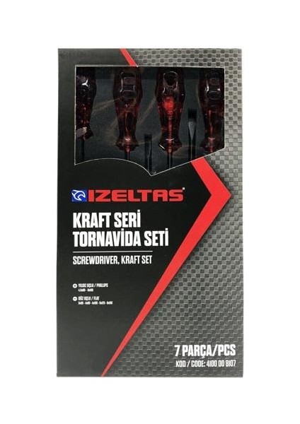 Izeltaş 7 Parça Kraft Tornavida Seti