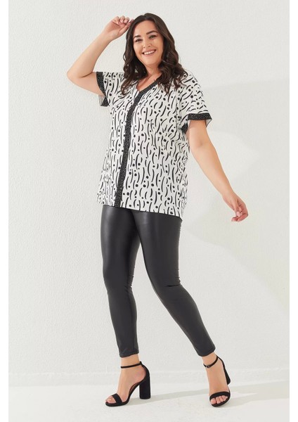Taş Detaylı Esnek Büyük Beden Bluz fiyatları