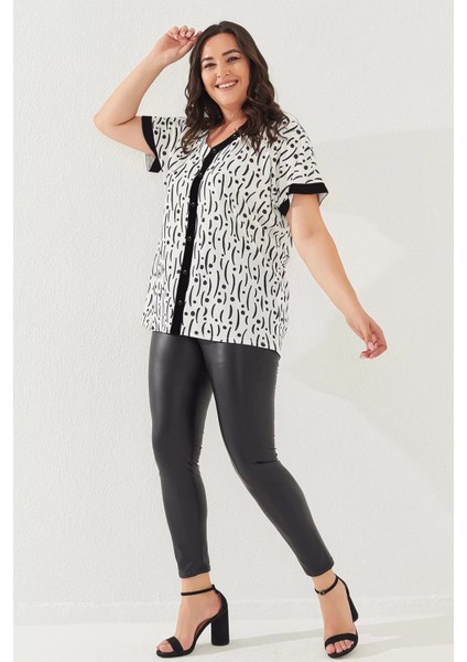 Büyük Beden Desenli Esnek Bluz