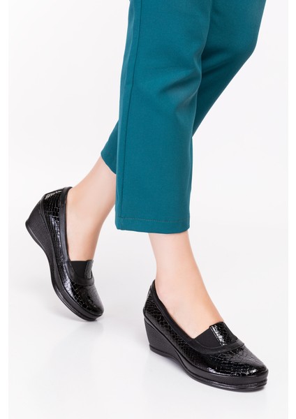 Kadın Deri Mısır Baskı Rugan Comfort Ayakkabı