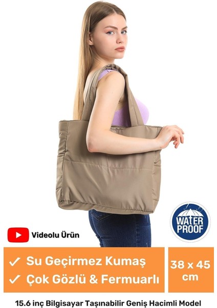 Yeni Sezon Konfor Modeli Büyük Boy Çanta Shopper Tote Paraşüt Puf Kumaş Alışveriş Kol & Omuz Çantası