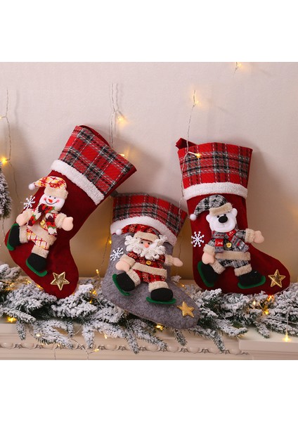 4pcs Noel Çorapları Noel Baba Santa Snowman Geyik Şeker Çantaları Noel Ağacı Odası Yerel Parti Dekorasyon (Yurt Dışından)