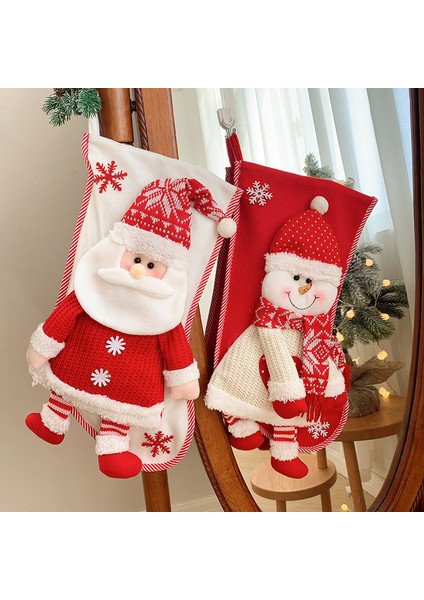 Noel Çorap Örme 3D Yaşlı Kardan Adam Şeker Çantası Noel Ağacı Noel Partisi Dekorasyon (Yurt Dışından)