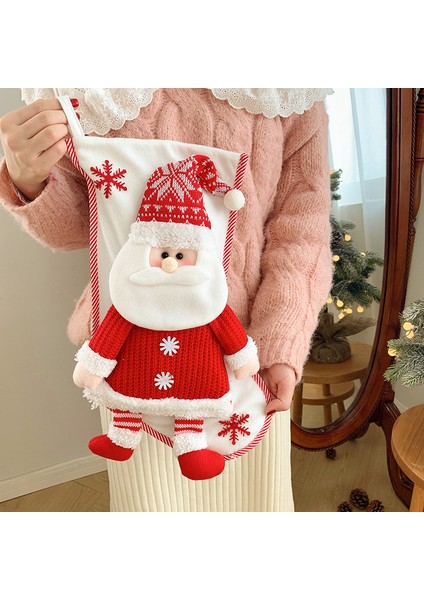 Noel Çorap Örme 3D Yaşlı Kardan Adam Şeker Çantası Noel Ağacı Noel Partisi Dekorasyon (Yurt Dışından)