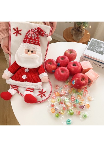 Noel Çorap Örme 3D Yaşlı Kardan Adam Şeker Çantası Noel Ağacı Noel Partisi Dekorasyon (Yurt Dışından)