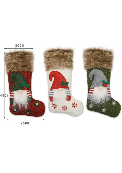 Noel Dekorasyonu 3D Forester Doll Gnome Noel Socks Candy Hediye Çantası (Yurt Dışından)