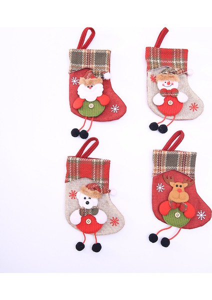 4pcs Noel Çorapları Yeni 3D Santa Santa Snowman Elk Bear Candy Hediye Çantası Noel Ağacı Kolye Noel Dekorasyon (Yurt Dışından)